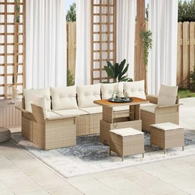 vidaXL Σετ Καναπέ Κήπου με μαξιλάρι 10 pcs Μπεζ και Κρέμα