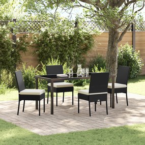 vidaXL Σετ Garden Dining 5 Τεμαχίων Μαύρο Πολυ Ρατάν