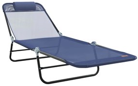 vidaXL Πτυσσόμενη ξαπλώστρα Ναυτικό μπλε 182 x 55 x 85.5 εκ. Textilene