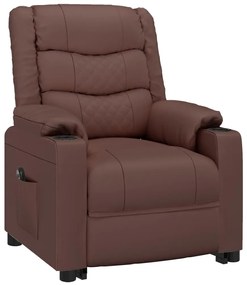 vidaXL Πολυθρόνα Μασάζ με Ανύψωση Γυαλ. Καφέ Συνθ. Δέρμα
