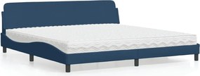 vidaXL Κρεβάτι με Στρώμα Dover Μπλε 200x200 εκ. Υφασμάτινο