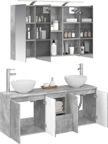 vidaXL Σετ Ντουλαπιών Μπάνιου 4 pcs Γκρι Σκυροδέματος