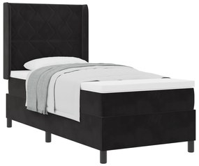 vidaXL Κρεβάτι με Κιβώτιο Στρώματος Μαύρο 90x200 εκ. Βελούδο