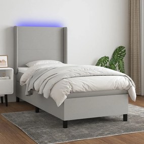 ΚΡΕΒΑΤΙ BOXSPRING ΜΕ ΣΤΡΩΜΑ &amp; LED ΑΝ.ΓΚΡΙ 90X200 ΕΚ. ΥΦΑΣΜΑΤΙΝΟ 3138125