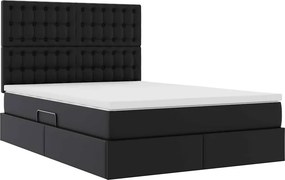 vidaXL Κρεβάτι Αποθήκης με κεφαλάρι Μαύρο 140 x 200 cm Τεχνητό Δέρμα