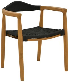 Intrahome Πολυθρόνα Ganny Intrahome teak ξύλο και pe σχοινί σε μαύρη απόχρωση 59x56x71εκ | SKU: INTRAPA-451111131