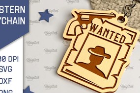 Intra απο ξύλο plywood  Χρώμα wenge 3mm-4mm πάχος - Cowboy Western Keychain Δίασταση 4x4 cm INTRAFABR-123360263