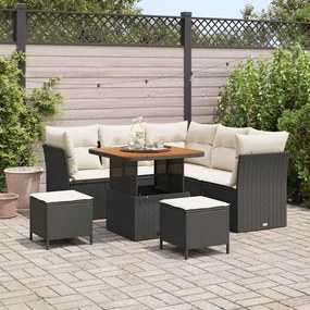 vidaXL Σετ Καναπέ Κήπου 8 pcs Μαύρο και κρεμ 80 x 80 x 71 cm