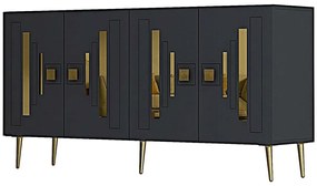 Μπουφές Seduna 475OLV3149 150x35x75cm Anthracite-Gold Μοριοσανίδα, Μελαμίνη