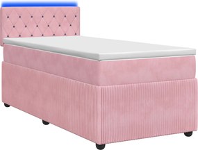 vidaXL Κρεβάτι box spring με στρώμα Ροζ 80 x 200 cm Βελούδο