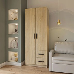 Ντουλάπα Δίφυλλη Simple με συρτάρια Σονόμα 80x52x205cm