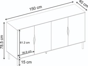 Μπουφές Marquise Megapap χρώμα sandstone 150x40x78,5εκ.