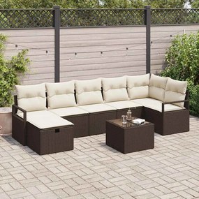 vidaXL Σετ Καναπέ Κήπου 8 pcs Καφέ και κρεμ 287 x 122 x 85 εκ