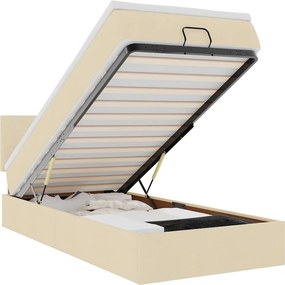 vidaXL Οθωμανικό κρεβάτι με στρώμα &amp; LEDs Cream 100x200 cm Ύφασμα
