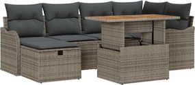 vidaXL Σετ Καναπέ Κήπου 7 pcs Γκρι συνθετικό ρατάν