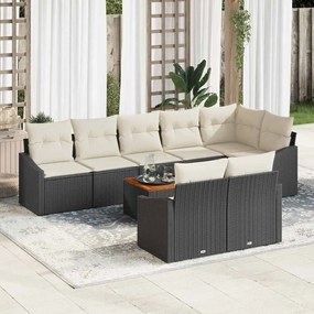 vidaXL Σετ Καναπέ Κήπου με μαξιλάρι 9 pcs Μαύρο Πολυ ράταν