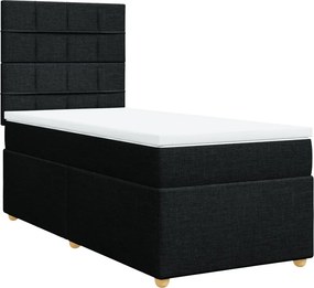 vidaXL Κρεβάτι Boxspring με Στρώμα Μαύρο 90x190 εκ.Υφασμάτινο