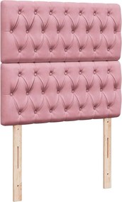 vidaXL Κρεβάτι Boxspring με Στρώμα Ροζ 100x200 εκ. Βελούδινο