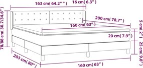 vidaXL Κρεβάτι Boxspring με Στρώμα Κρεμ 160x200 εκ. Υφασμάτινο