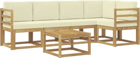 vidaXL Σειρά Καναπέ Εξωτερικού με μαξιλάρι 6 pcs Λευκό και Κρεμ