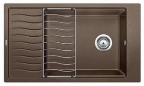 Blanco Elon XL 8 S Coffee SILGRANIT™ PuraDur™ Γρανιτένιος Νεροχύτης Ένθετος με 1 Γούρνα και Πλέγμα Αποστράγγισης 86x50cm