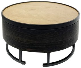 BARREL COFFEE TABLE ΜΕ ΑΠΟΘ/ΚΟ ΧΩΡΟ ΜΑΥΡΟ ΦΥΣΙΚΟ ΜΑΥΡΟ D80xH39,5cm - 04-0962 - 04-0962