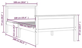 vidaXL Πλαίσιο Κρεβατιού 100 x 200 εκ. από Μασίφ Ξύλο Πεύκου