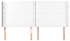 Κεφαλάρι με Πτερύγια Λευκό 163x16x118/128 εκ. Συνθετικό Δέρμα - Λευκό