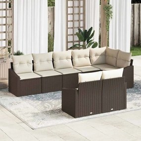 vidaXL Σετ Καναπέ Κήπου 8 pcs Καφέ και Λευκό συνθετικό ρατάν