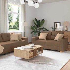 vidaXL Σετ Καναπέ με μαξιλάρι με μαξιλάρι 3 pcs Καφέ ύφασμα