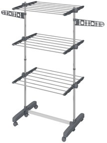 Στεγνωτήριο Ρούχων HOMCOM, 4 Επίπεδα, Πτυσσόμενο, Σύστημα One-Click, 142 εκ. x 55 εκ. x 152 εκ. Μπλε + Ασημί