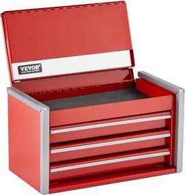 VEVOR Tool Box 8.6-inch Portable Metal Tool Box 3 Drawers Tool Organizer Red