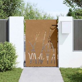 vidaXL Πύλη Κήπου με Σχέδιο Γρασίδι 85 x 125 εκ. από Ατσάλι Corten