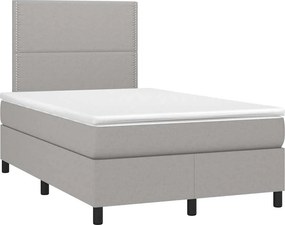 vidaXL Κρεβάτι Boxspring με Στρώμα &amp; LED Αν.Γκρι 120x190εκ. Υφασμάτινο