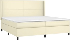 vidaXL Κρεβάτι Boxspring με Στρώμα Κρεμ 200x200 εκ. Συνθετικό Δέρμα