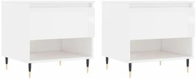 vidaXL Τραπεζάκια Σαλονιού 2 τεμ. Γυαλ. Λευκό 50x46x50 εκ. Επεξ. Ξύλο