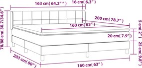 vidaXL Κρεβάτι Boxspring με Στρώμα Αν. Πράσινο 160x200εκ Υφασμάτινο