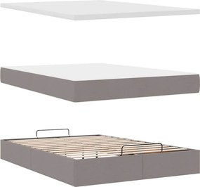 vidaXL Οθωμανικό κρεβάτι με στρώμα Taupe 140x200cm ύφασμα