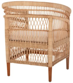 Καρέκλα - Πολυθρόνα MALAWI C9635.04 Ξύλο Μαόνι με Rattan Φυσικό και Λευκό Μαξιλάρι 80x70x86Υεκ. 80x70x86 εκ.