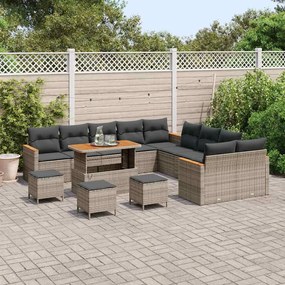 vidaXL Σετ Καναπέ Κήπου 14 pcs Γκρι συνθετικό ρατάν