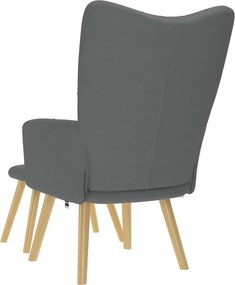 vidaXL Πολυθρόνα Relax Σκούρο Γκρι Υφασμάτινη με Υποπόδιο