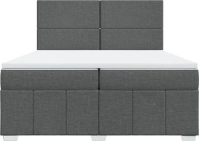 vidaXL Κρεβάτι Boxspring με Στρώμα Σκούρο Γκρι 200x200 εκ. Υφασμάτινο