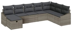 vidaXL Σετ Καναπέ Κήπου με μαξιλάρι 8 pcs Γκρι Πολυ ράταν