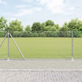 vidaXL Φράχτης με Στήλες. Ασημί 0.8 x 10 m Ατσάλι