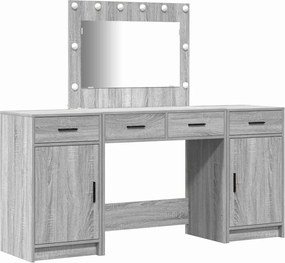 vidaXL Τραπέζι περιποίησης με συρτάρι 3 pcs Γκρι Επεξεργασμένο ξύλο