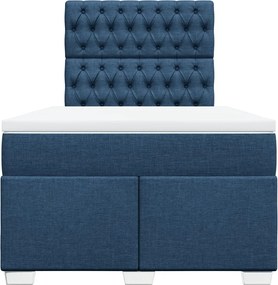 vidaXL Κρεβάτι Boxspring με Στρώμα Μπλε 120x200 εκ. Υφασμάτινο