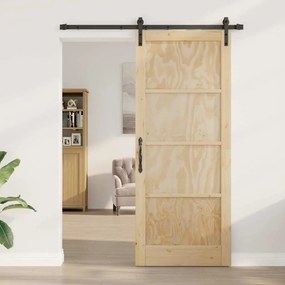 vidaXL Συρόμενη Πόρτα Φυσικό και μαύρο 86 x 211 cm