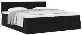 vidaXL Οθωμανικό κρεβάτι με στρώματα Μαύρο 160x200cm Velvet