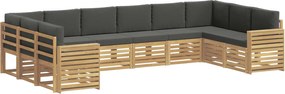 vidaXL Σειρά Καναπέ Εξωτερικού 10 pcs Άσπρο και Ανθρακί