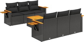 vidaXL Patio Sofa Set 6-θέσια Black
